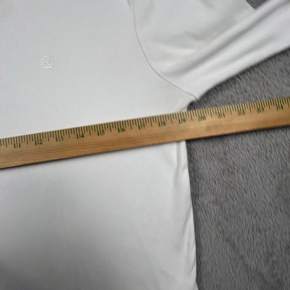 Lauren Ralph Lauren Ribbed Top Women White Long Sleeve Logo Classic Minimalist - Picture 6 of 11